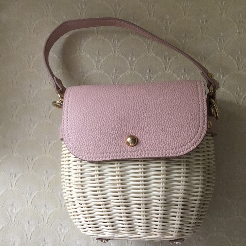 NWOT Tommy Bahama Staw Purse Raffia Woven Wicker Crossbody Flap Pink